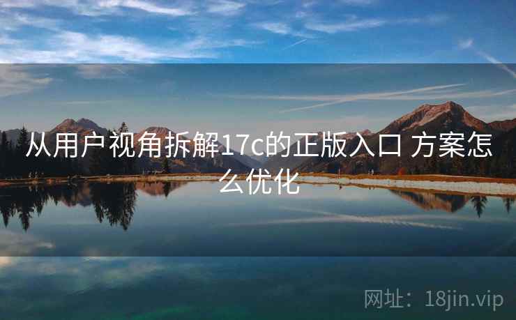 从用户视角拆解17c的正版入口 方案怎么优化