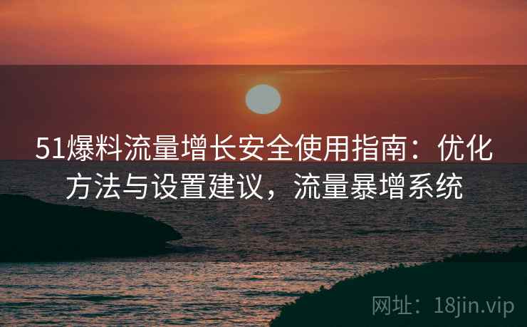 51爆料流量增长安全使用指南：优化方法与设置建议，流量暴增系统